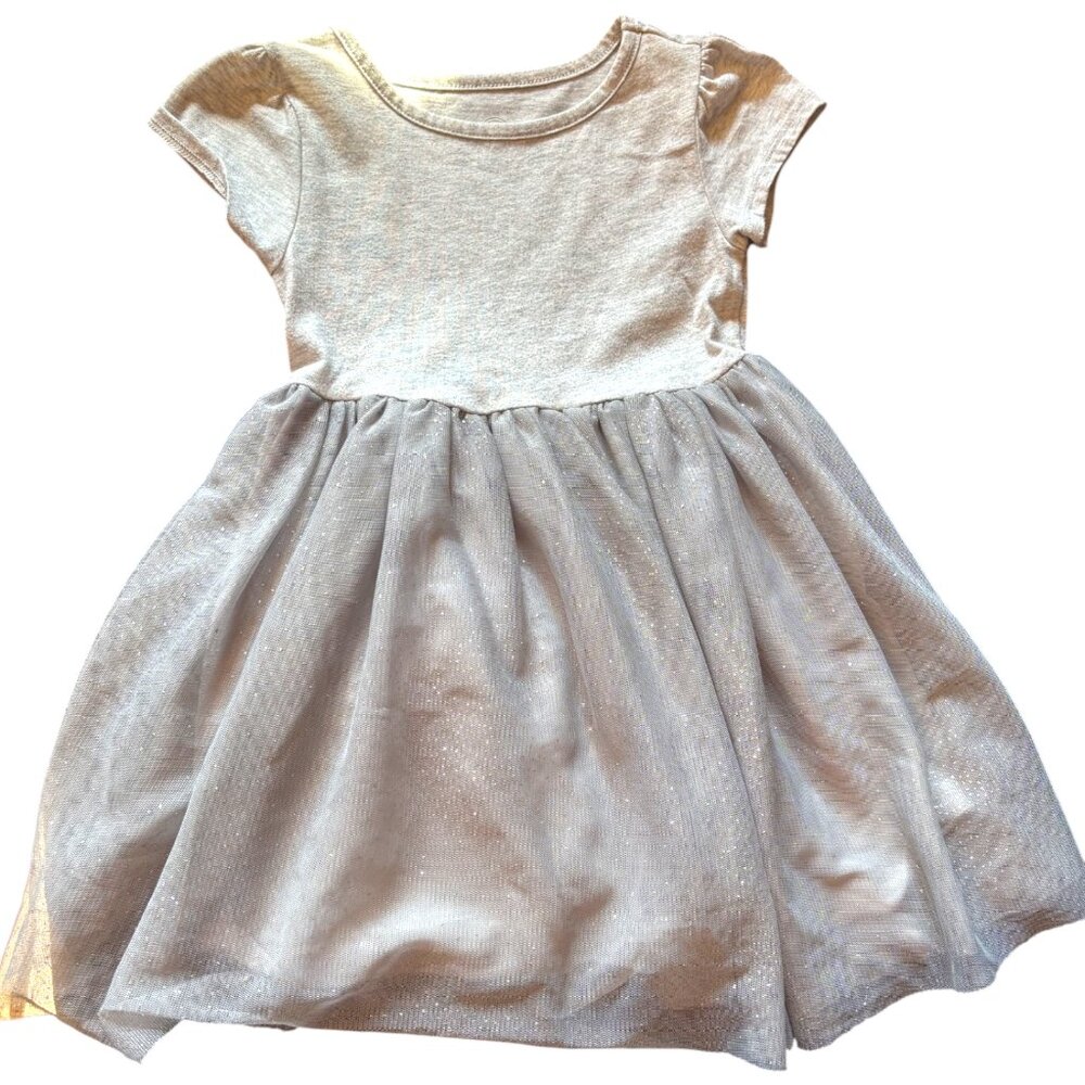 Wonder Nation girl's sparkly gray short sleeve tutu skirt dress sz 3t
